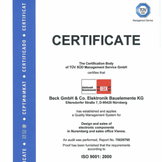 Certification to DIN EN ISO 9001