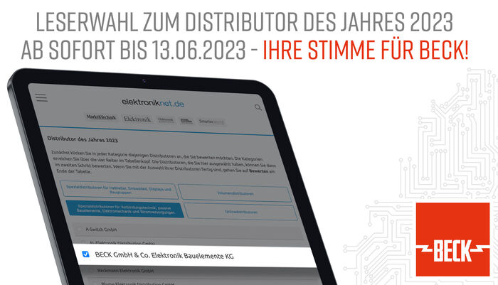 Stimmen Sie jetzt für BECK! Distributor-2023 – Leserwahl